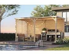 Pavillon Karibu Outdoorkitchen Gr. XXL inkl. Lamellenseitenwand, geschlossene Rü