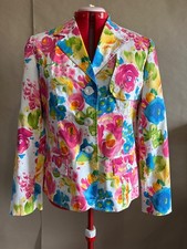 PRE-OWNED Sag Harbor Stretch Women's Long Sleeve White Floral Blazer Jacket 10