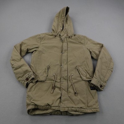 Quiksilver Jacket Mens Medium Beige Tan Sherpa Fleece Lined Parka Field Coat