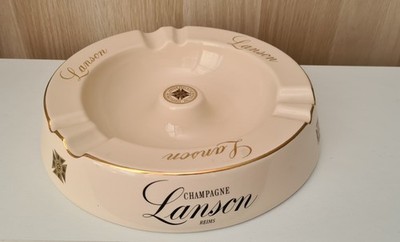 Schöner großer Werbe-Zigarrenaschenbecher Keramik Champagner LANSON
