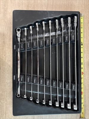 Matco Tools 10mm-19mm 10-Piece 0° Flex Head Ratcheting Extra-Long Wrench Set NR