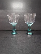 Princess House Pavillion Chalice, Blue Stem Goblet , Set of 2, Elegant Glassware
