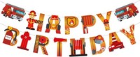 Goldrock Feuerwehrmann Happy Birthday Girlande, Feuerwehr Geburtstag Deko