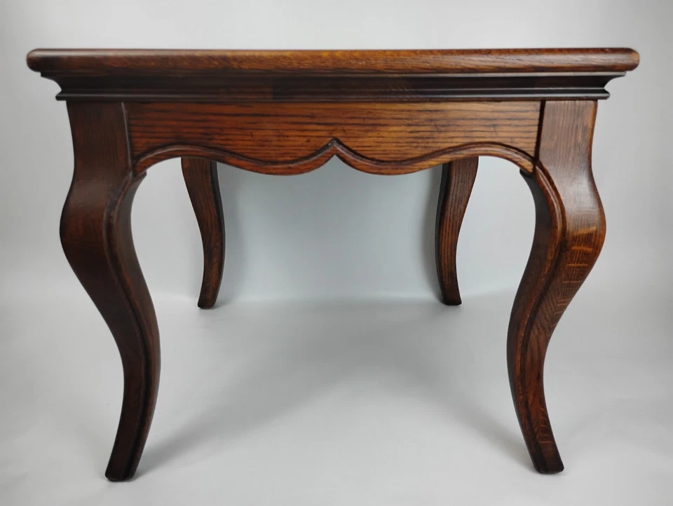 Mesa de madera provenzal francesa cuadrada baja lateral/té/planta patas descapotables roble burl Foto 4 de 4