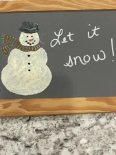 Winter Themed Art Sign, Hand-Painted, "Let It Snow" 8.5" W x 9.25"H