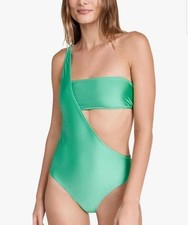NWOT Pilyq PQ SM Emerald Phoebe 1 Shoulder Cut-Out 1PC Swimsuit 123469