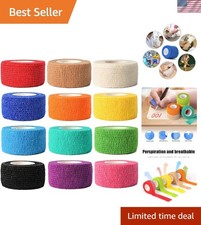Self-Adhering Bandage Wrap - 12 Pack, 1" x 5 Yards for Sports Injuries Pets