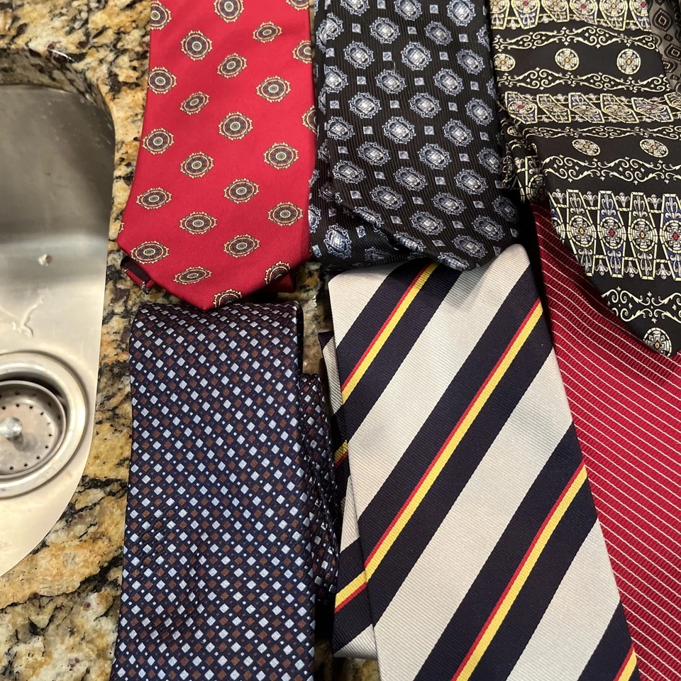 LOT OF 13 Vintage MEN'S TIE 100% SILK MADE IN USA! EUC! Floral Geometric Striped - Image 2 of 4