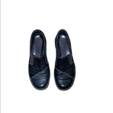 Clarks Bendables Women's Black Leather Slip On Wedge Loafer Size 7.5M