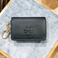 Latest Tory Burch Thea Black Flap Card Case Key Ring Coin Pouch Wallet 169969