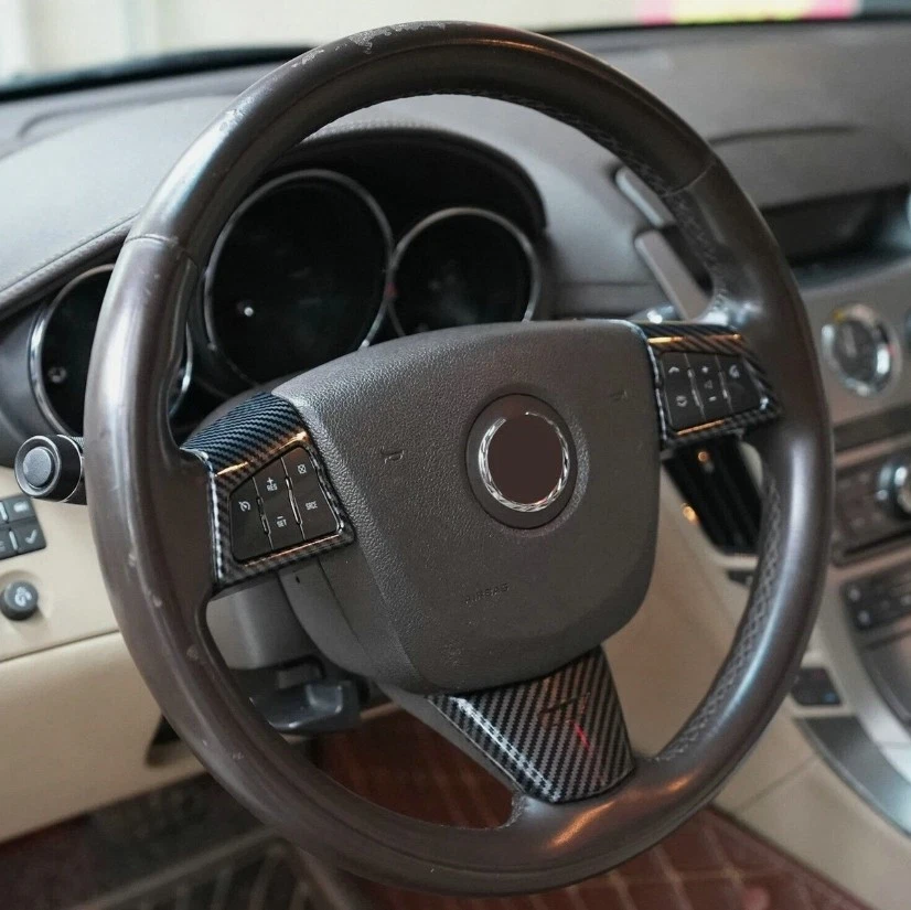 For 2008-2013 Cadillac CTS Carbon Fiber Car Steering Wheel Button Cover Trim Foto 2 de 4