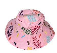 Von Dutch Bucket Hat Pink All Over Print Logo...