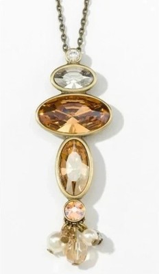 Touchstone Crystal by Swarovski GOOD SHAPE Pendant Crystal Oxidized Brass Plated