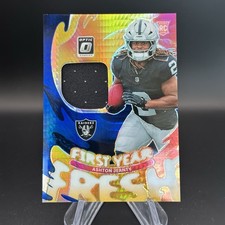2025 Donruss Optic Ashton Jeanty First Year Fresh RC Jersey Blue Hyper FYFBH-AJY