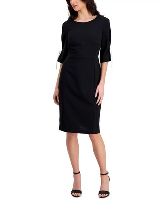 Connected Women's Dress Sz 8 Round-Neck Scuba Crepe Sheath