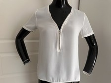 The Kooples Top,Shirt,XS,34,weiß,100% Seide,Oberteil,Bluse,kurzarm