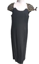 New Night Way Lace Evening Beaded Gold Gown BlackFloor Length Elegant Formal 12