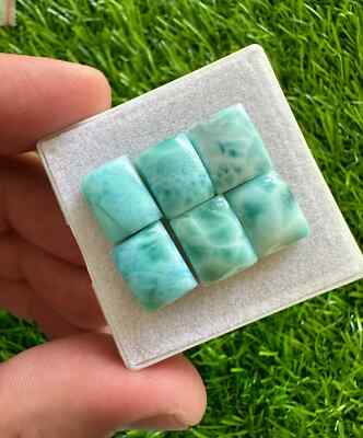 Natural Larimar 9x11MM Rectangle Shape Cabochons 5Pcs Lot For Loose Gemstone