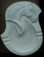 Vintage 1980s Ceramic Horse Head Relief Ashtray White