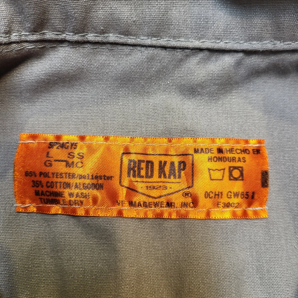 Nissan Button Down Shirt Mens L Gray Short Sleeve Mechanic Workwear Red Kap - Image 2 of 4