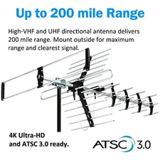 Digital OTA Antenna Outdoor Attic or Roof Mount TV Antenna up to 200 Miles