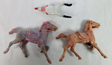 Lot of 2 Vintage Hard Plastic LIDO Bergen Swirl Horses 1 Rider Made in USA