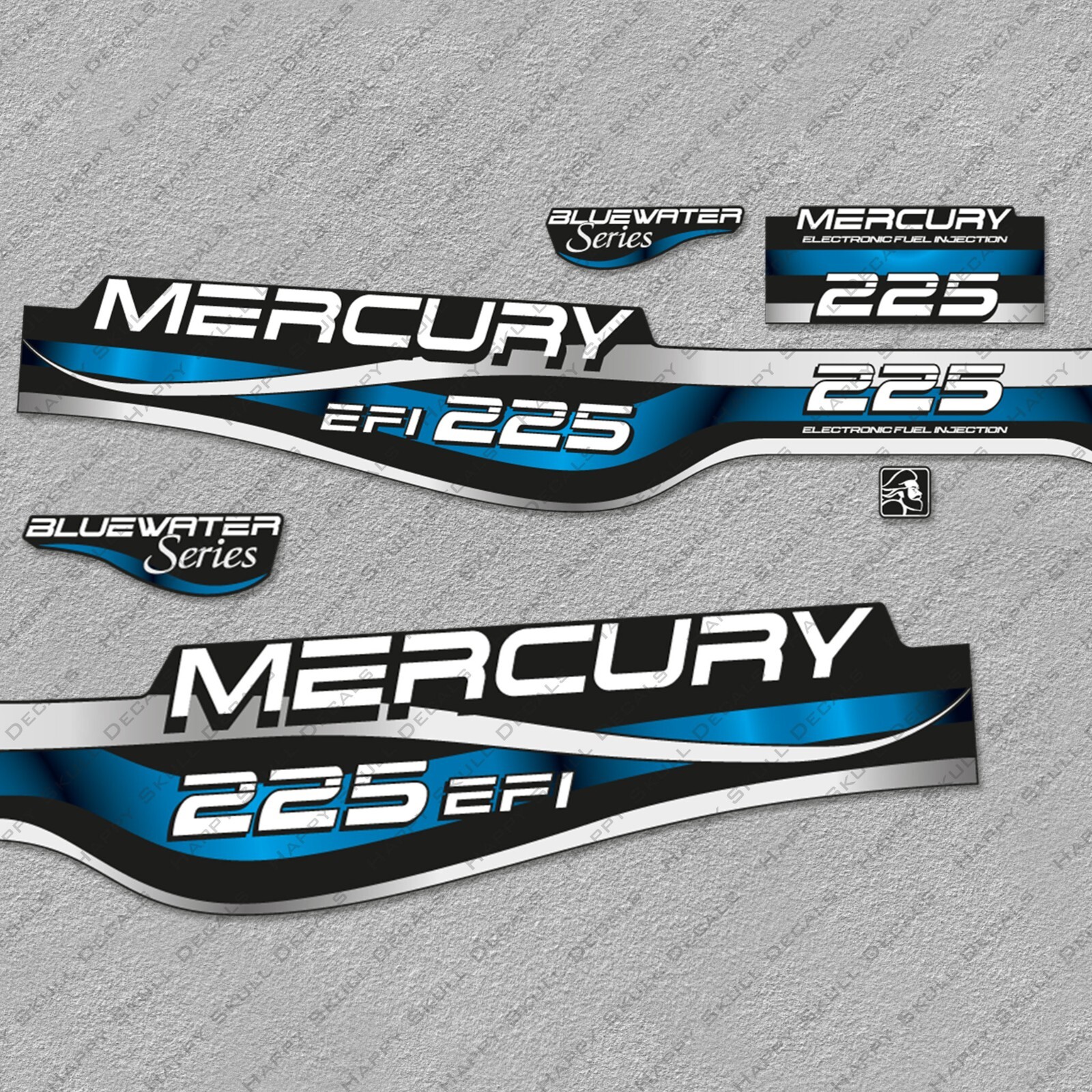 Mercury 225 hp EFI BlueWater 1999-2001 outboard engine decals sticker ...