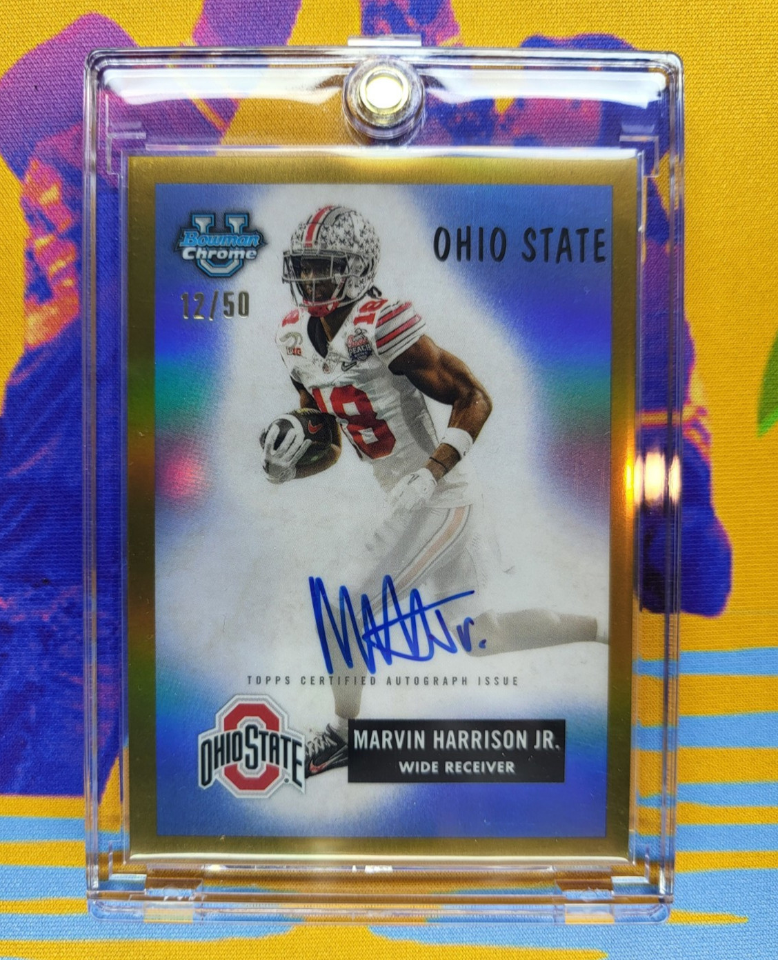 2023 Marvin Harrison Jr Bowman U Chrome 1955 Bowman Gold Refractor Auto /50