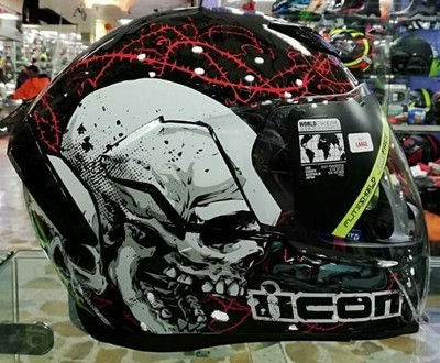 GOTHIC ART BARBED WIRE TATTOO SKULL 18 ICON AIRFLITE MOTORCYCLE CRASH  HELMET | eBay
