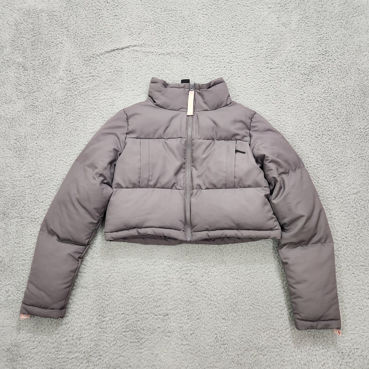 Gymshark Jacket Womens XS Purple Pink Puffer Bomber Full Zip Cropped Pockets