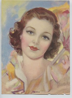 Vintage 1930's-40's era Print Blue Eyed Brunette Gal Laurette Patten