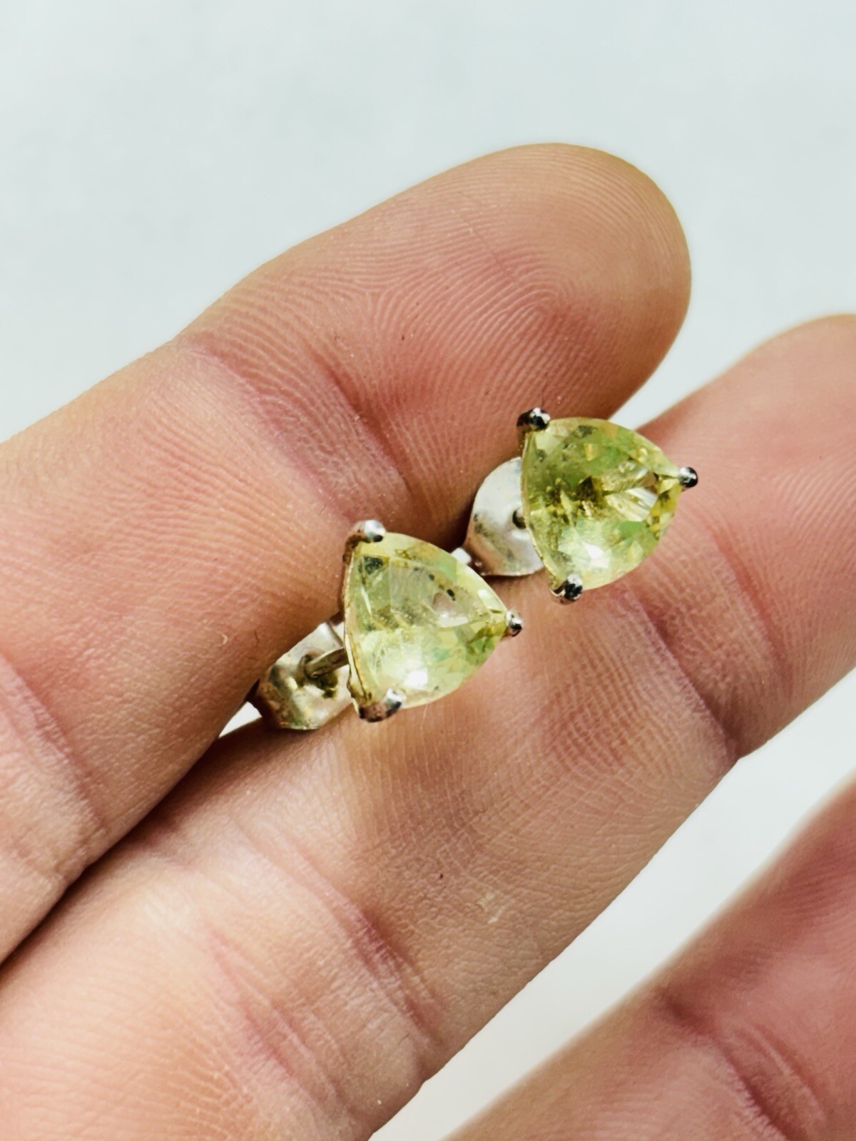 Elegant silver stud earrings featuring citrines, unworn and pristine-image