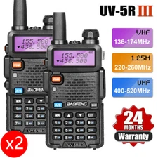 2PC BAOFENG UV-5RIII Tri-Band VHF UHF Walkie Talkie Long Range Two Way Ham Radio