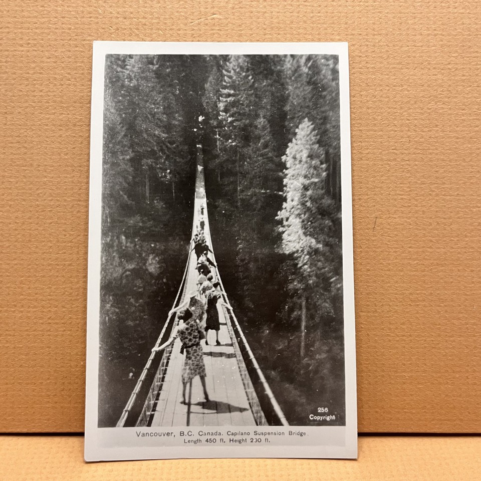 Vintage real photo postcard Capilano Suspension Bridge J9 eBay