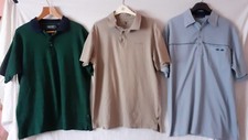 3 X Mens Short Sleeved Polo Shirts. Green/Blue. Size L. Maine/Tom Hagan/Hurley.