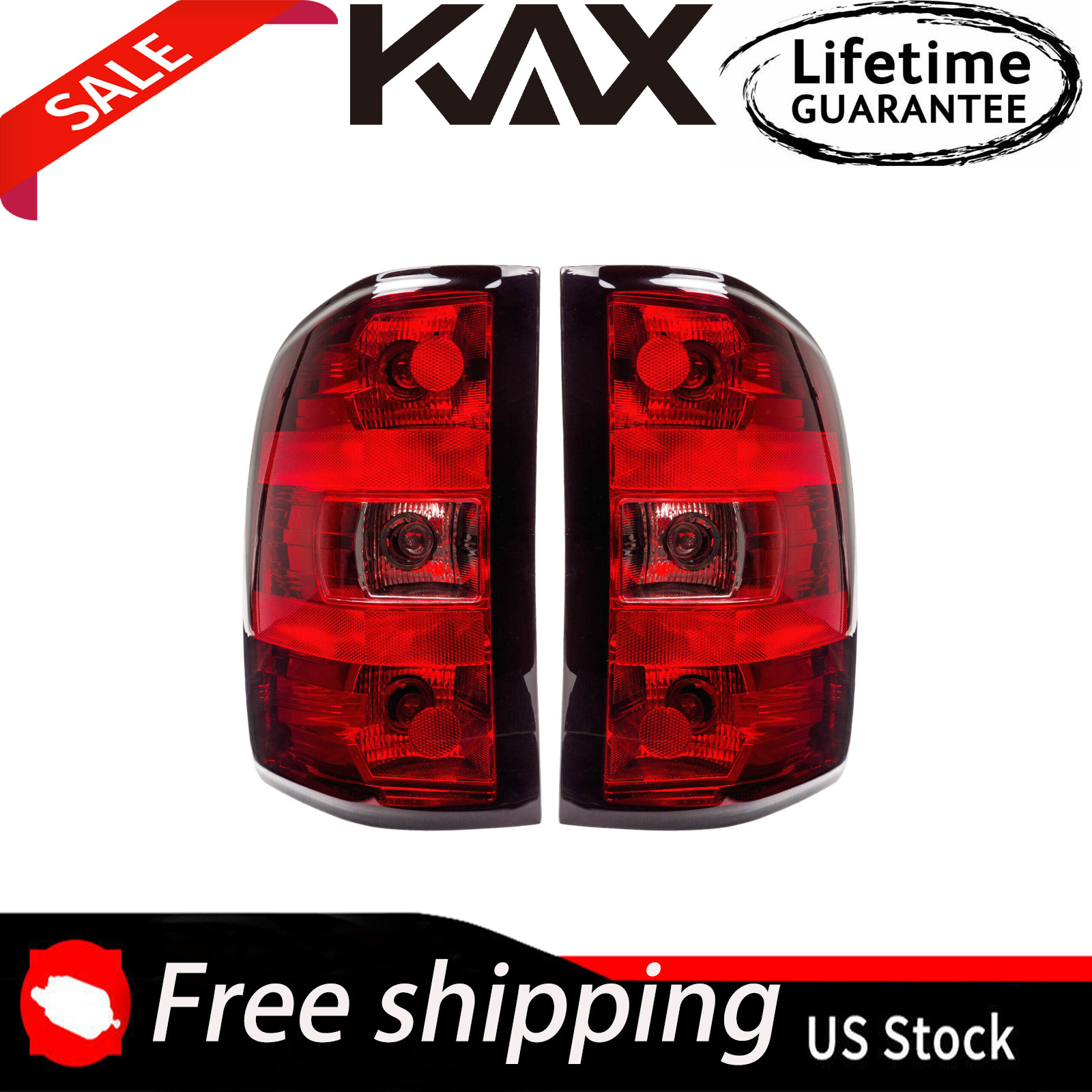 2pcs Tail Lights Rear Lamp Black Clear Fits 07-13 Chevy Silverado 1500/2500 new