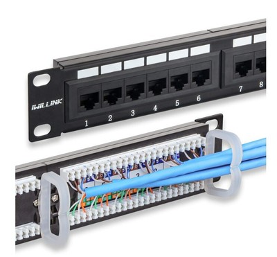 iwillink 24-Port Cat6 Patch Panel, 10Gbps RJ45 Keystone Network Panel for Rack