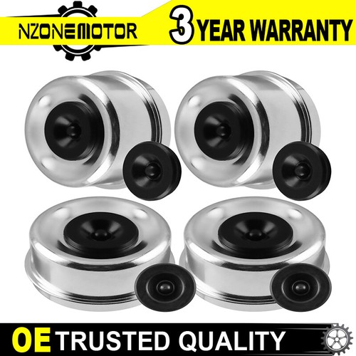 4-Pack 2.72" Grease Dust Caps With Rubber Plugs For EZ Lube 7,000-8,000 Lb Trailer Axles