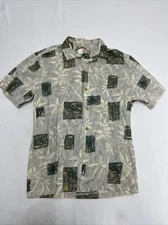 VTG Paradise Found Magnum PI Sellek Hawaiian Aloha Shirt Palm Leaves Mens Large