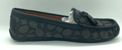 Coach Moira Loafers Signature Jacquard Leather Black Coal Charms