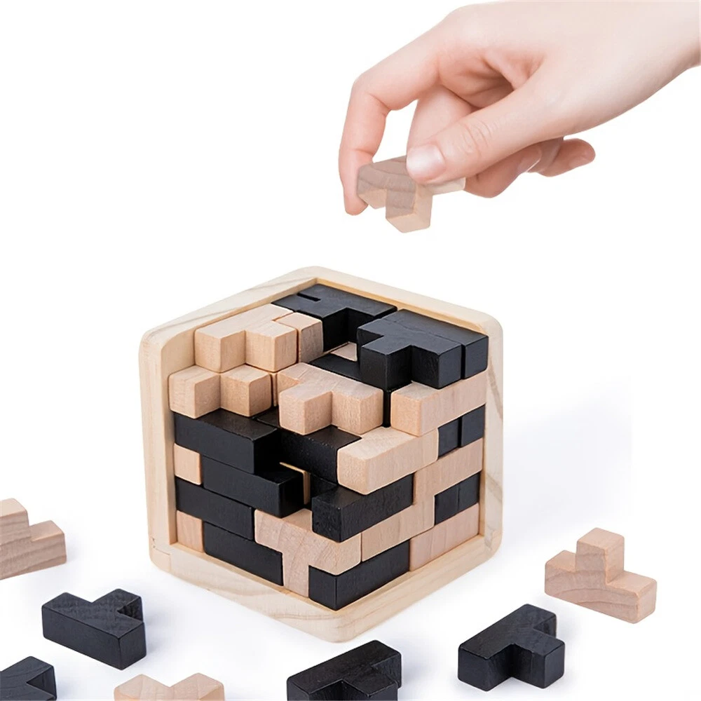 Brain Teasers IQ Puzzle Game Wood Logic Puzzles Cube Intelligence  Assembling Toy | eBay