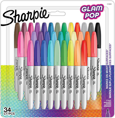 Glam Pop Permanent Markers, Fine Point, 34 Count