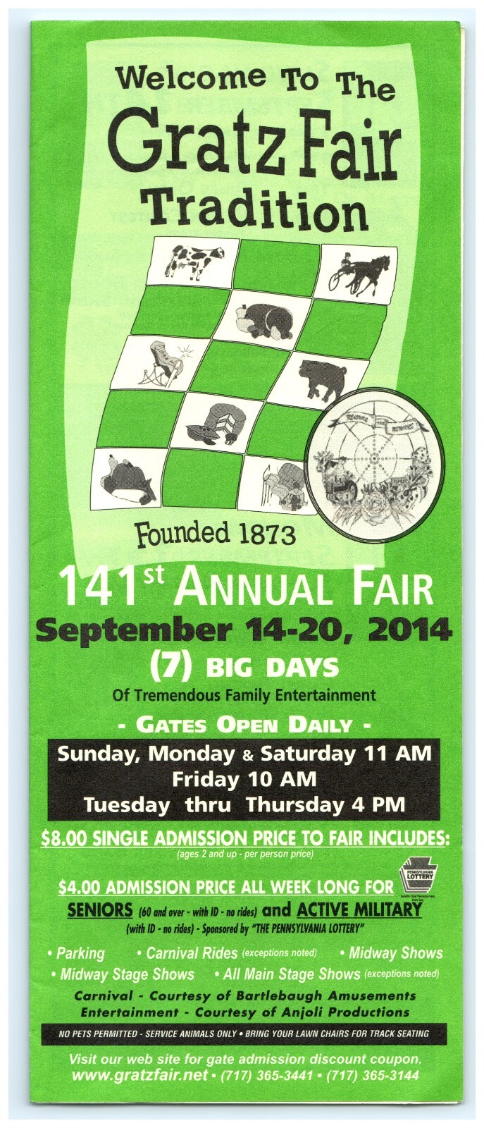 Gratz PA Area Fire Company Number 1 Fair Tradition Brochure Sept 2014