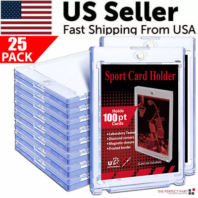 25 Pack Magnetic Trading Sports Card Holders 100pt One-Touch Hard UV Protection