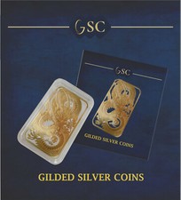 2021 Silver Bar Rectangular matte Dragon 1Oz .999 24k Gilded Edition