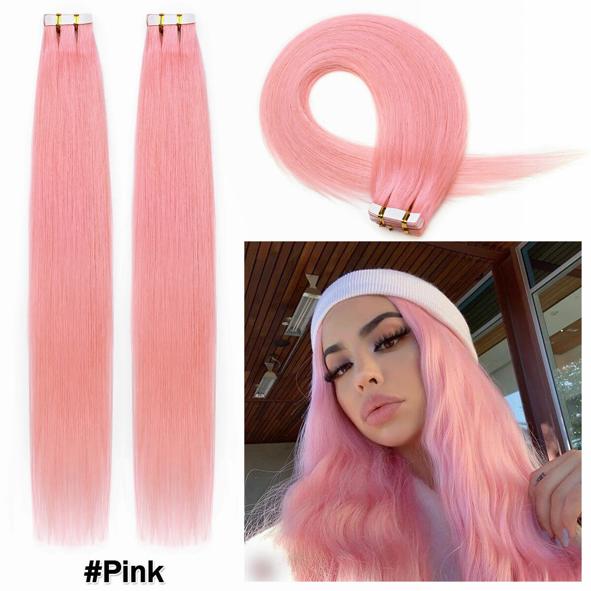10-80PCS Invisible Tape In Skin Weft Remy Human Hair Extensions Full Head Ombre - Picture 42 of 59