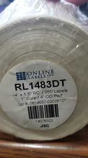 ONLINE Labels RL1483DT 4'' x 1.5'' RC /950 Labels 1'' CORE / 4'' OD PERF
