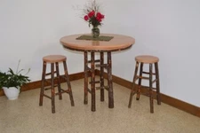 A&L Furniture Co. Amish-Made Hickory 3-Piece Dining Sets - Bar Table with Stools