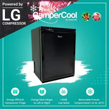 CamperCool CR65 Litre 12/24v - Black Campervan Fridge Freezer with LG Compressor