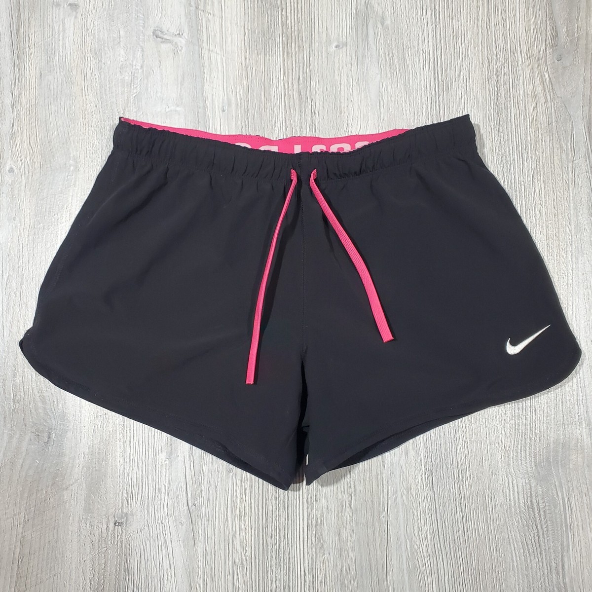 Women's Nike Black Pink Athletic Running Dri-Fit Shorts Drawstring Size  Medium
